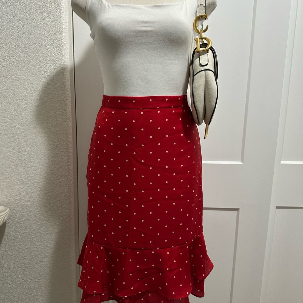 Ann Taylor Silk Polka Dot Ruffle Skirt